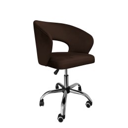 Fotel obrotowy AURA MG05 - brązowy welur, chromowana podstawa
