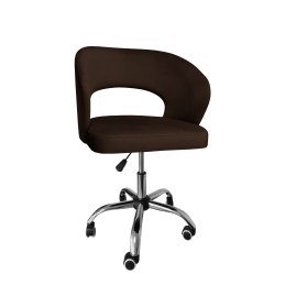 Fotel obrotowy AURA MG05 - brązowy welur, chromowana podstawa