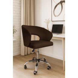 Fotel obrotowy AURA MG05 - brązowy welur, chromowana podstawa