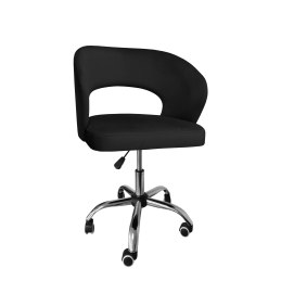 Fotel obrotowy AURA MG19 – czarny welur, podstawa chrom
