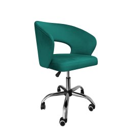 Fotel obrotowy AURA MG20 turkus – welur, podstawa chromowana