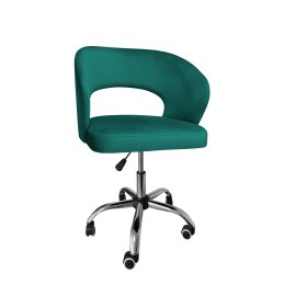 Fotel obrotowy AURA MG20 turkus – welur, podstawa chromowana