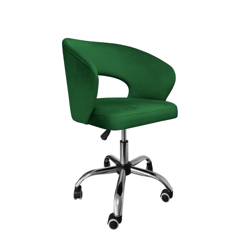 Fotel obrotowy AURA MG25 zielony – welur, chromowana podstawa