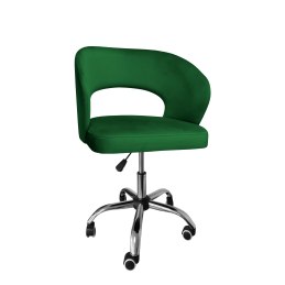 Fotel obrotowy AURA MG25 zielony – welur, chromowana podstawa