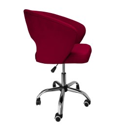 Fotel obrotowy AURA MG31 – bordowy welur, chromowana podstawa