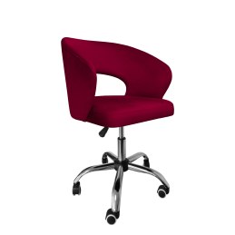 Fotel obrotowy AURA MG31 – bordowy welur, chromowana podstawa