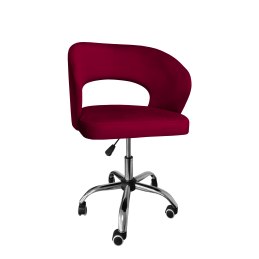 Fotel obrotowy AURA MG31 – bordowy welur, chromowana podstawa
