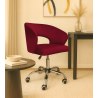 Fotel obrotowy AURA MG31 – bordowy welur, chromowana podstawa