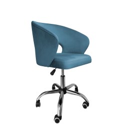 Fotel obrotowy AURA MG33 – welur niebieski, podstawa chrom