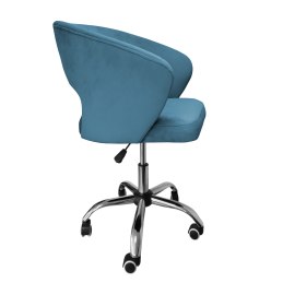 Fotel obrotowy AURA MG33 – welur niebieski, podstawa chrom