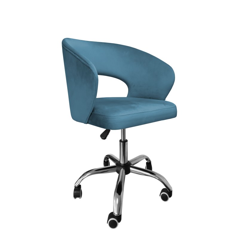 Fotel obrotowy AURA MG33 – welur niebieski, podstawa chrom