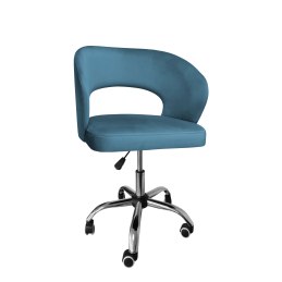 Fotel obrotowy AURA MG33 – welur niebieski, podstawa chrom