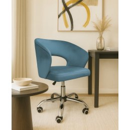 Fotel obrotowy AURA MG33 – welur niebieski, podstawa chrom