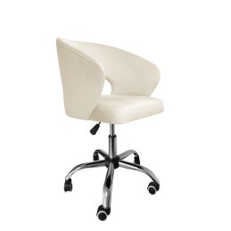 Fotel obrotowy AURA MG50 kremowy – welur, chromowana podstawa