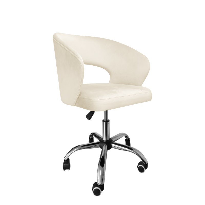 Fotel obrotowy AURA MG50 kremowy – welur, chromowana podstawa