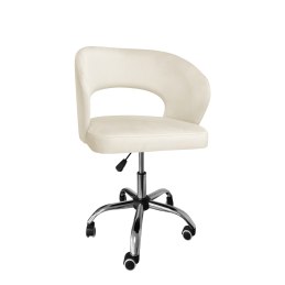 Fotel obrotowy AURA MG50 kremowy – welur, chromowana podstawa