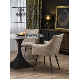 MANUEL stół okrągły – blat czarny marmur, noga czarna