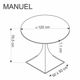 MANUEL stół okrągły – blat czarny marmur, noga czarna