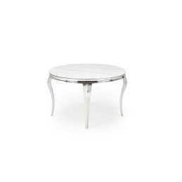 REGINALD stół okrągły - blat biały marmur, nogi srebrne