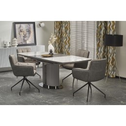 Stół rozkładany Dancan – biały marmur, popielata noga