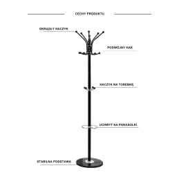 Wieszak stojący czarny z marmurową podstawą