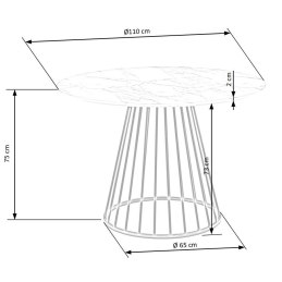 Stół BRODWAY – okrągły stół z marmurowym blatem