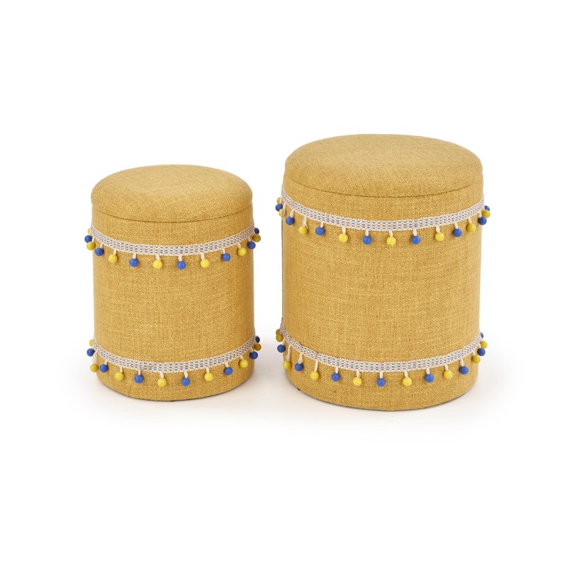 GRADO zestaw 2 puf z pojemnikiem fi 38 i 30 cm