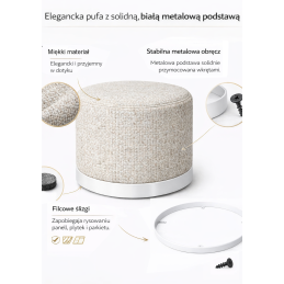 Elegancka Pufa LUX biała podstawa tkanina IMO 10