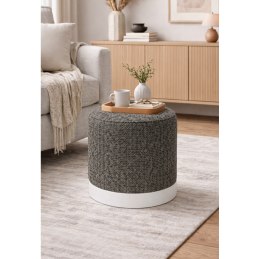 Elegancka Pufa LUX biała podstawa tkanina IMO 60