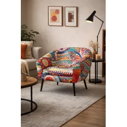 Fotel SYDNEY nogi czarne Wzór Boho - zdjęcie 2