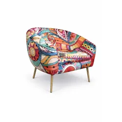 Fotel SYDNEY nogi dąb Wzór Boho - zdjęcie 6