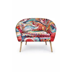 Fotel SYDNEY nogi dąb Wzór Boho - zdjęcie 4
