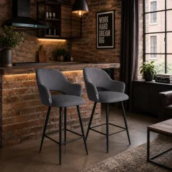 Hoker obrotowy barowy Milano BL14 – czarna podstawa, elegancja