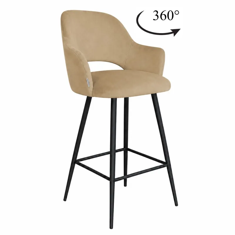 Hoker obrotowy barowy Milano MG06 – czarna podstawa, elegancja