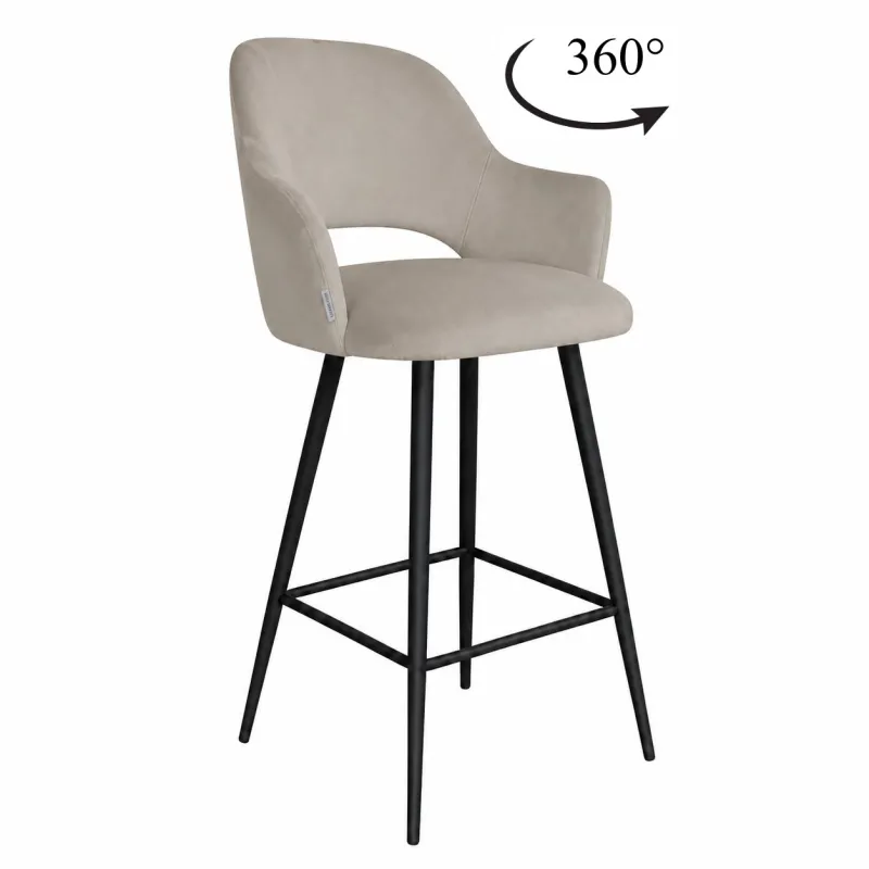 Hoker obrotowy barowy Milano MG09 – czarna podstawa, elegancja