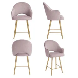 Krzesło barowe tkanina Welur – eleganckie, czarna podstawa