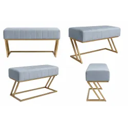 Ławka ZETA LOFT – elegancka pufa i podnóżek metalowy