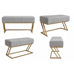 Ławka ZETA LOFT – elegancka pufa i podnóżek metalowy
