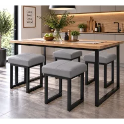 Taboret SOLID 45cm D22 - jasny szary