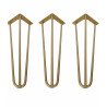 Metalowa noga Hairpin fi10 trzy pręty H41cm złota