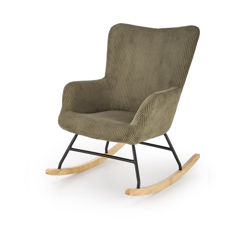 BELMIRO fotel wypoczynkowy z funkcją kołyski, oliwkowy