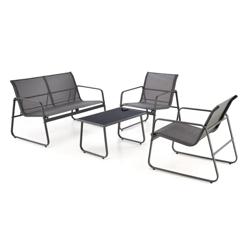 CONOR zestaw ogrodowy ( sofa + fotel 2x + ława ), ciemny popiel / jasny popiel
