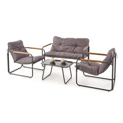 HUDSON, zestaw ogrodowy ( sofa, fotel 2x, ława ), popielaty / brązowy