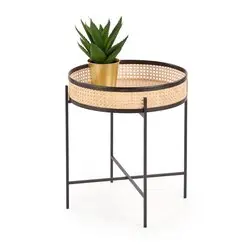 LANIPA ława czarny / rattan naturalny