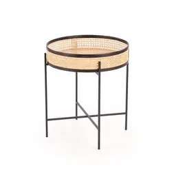 LANIPA ława czarny / rattan naturalny