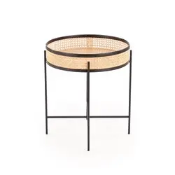 LANIPA ława czarny / rattan naturalny