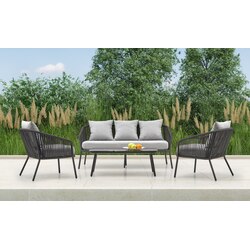 ROCCA zestaw ogrodowy ( sofa + fotel 2x + ława ), ciemny popiel / jasny popiel