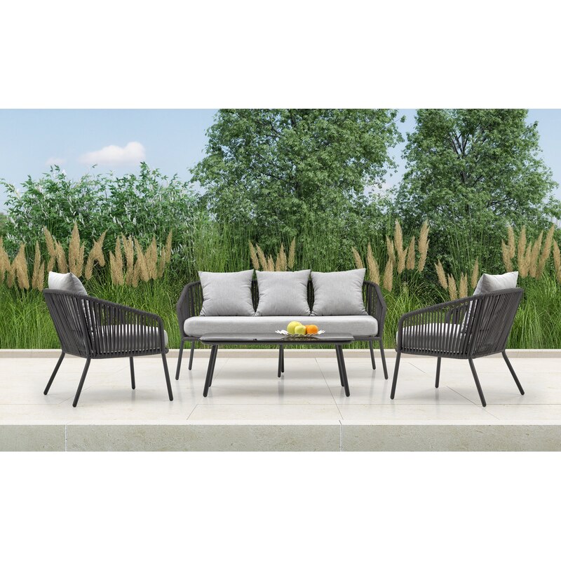 ROCCA zestaw ogrodowy ( sofa + fotel 2x + ława ), ciemny popiel / jasny popiel