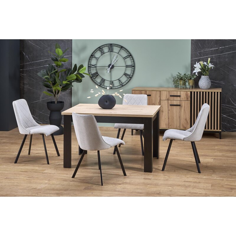 BAGIO stół rozkładany 120-160/80 cm dąb artisan/czarny