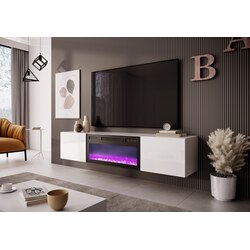 LIVO RTV 180 wisząca z kominkiem biały